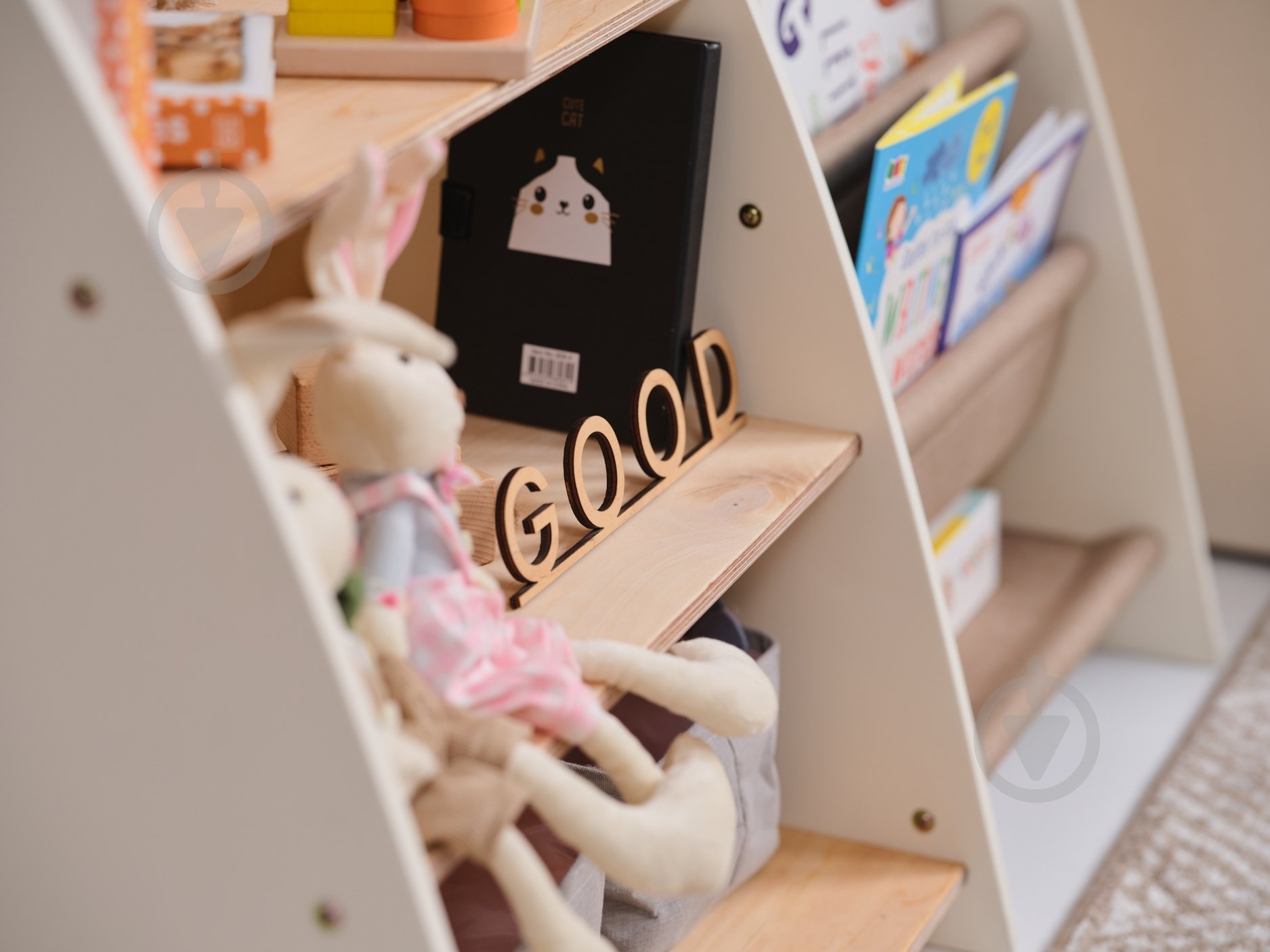 Стелаж Goodevas Монтессорі 2в1 для книг та іграшок E624 молочний - фото 25 Стелаж Goodevas Монтессорі 2в1 для книг та іграшок E624 молочний - фото 25