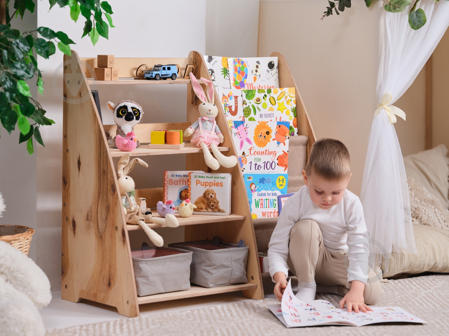 Стелаж Goodevas Монтессорі 2в1 для книг та іграшок E624 молочний - фото 34 Стелаж Goodevas Монтессорі 2в1 для книг та іграшок E624 молочний - фото 34