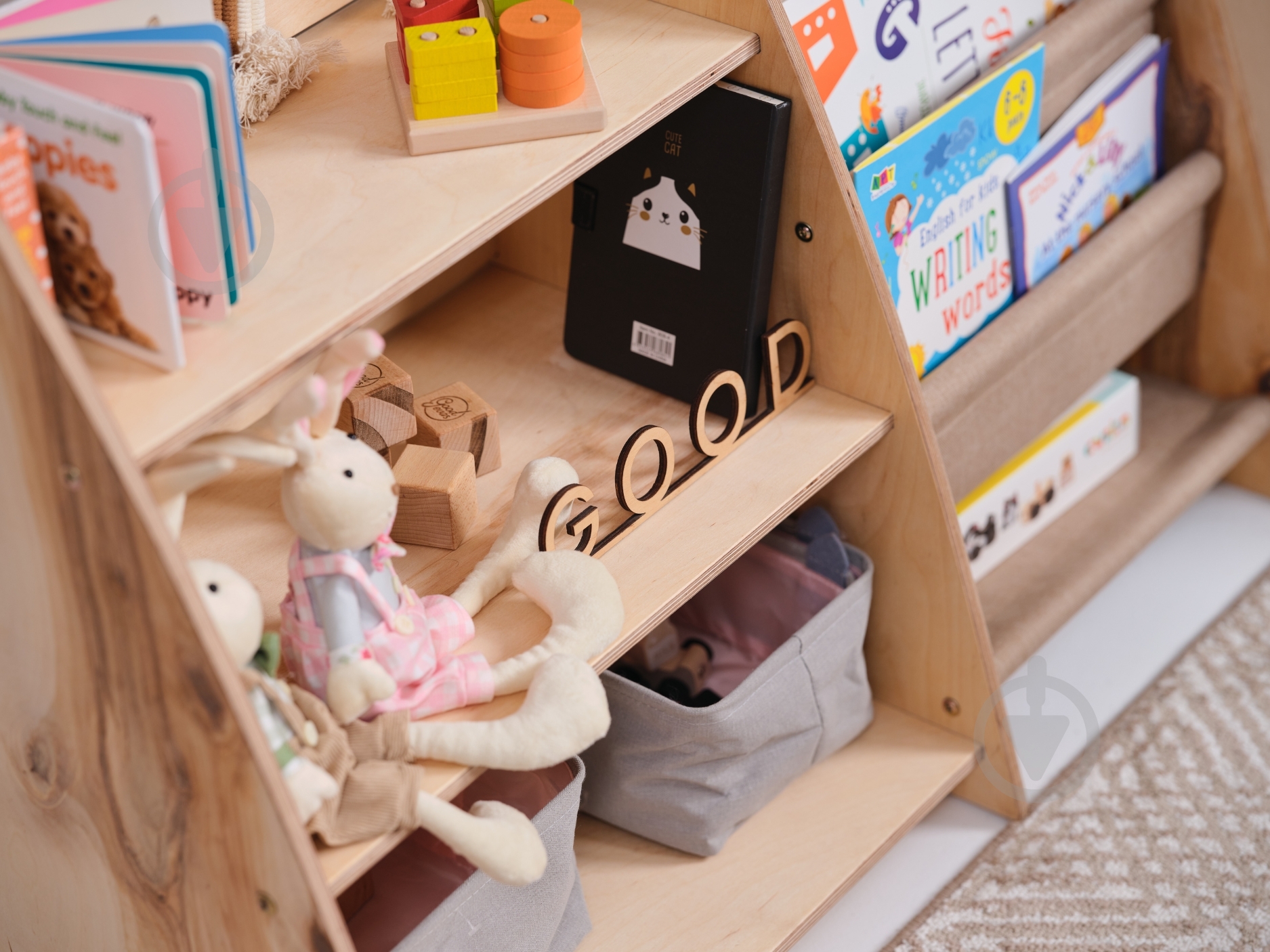 Стелаж Goodevas Монтессорі 2в1 для книг та іграшок E624 молочний - фото 37 Стелаж Goodevas Монтессорі 2в1 для книг та іграшок E624 молочний - фото 37