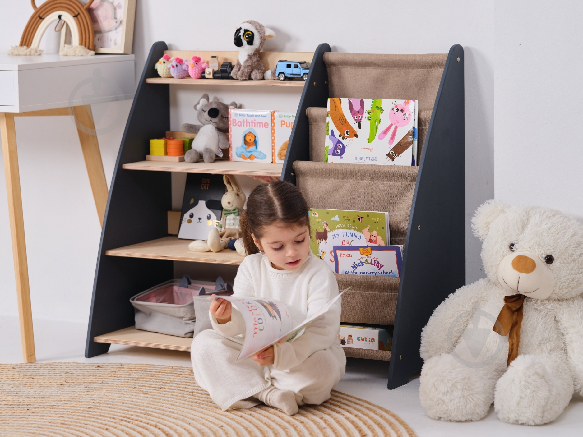 Стелаж Goodevas Монтессорі 2в1 для книг та іграшок E624 молочний - фото 10 Стелаж Goodevas Монтессорі 2в1 для книг та іграшок E624 молочний - фото 10