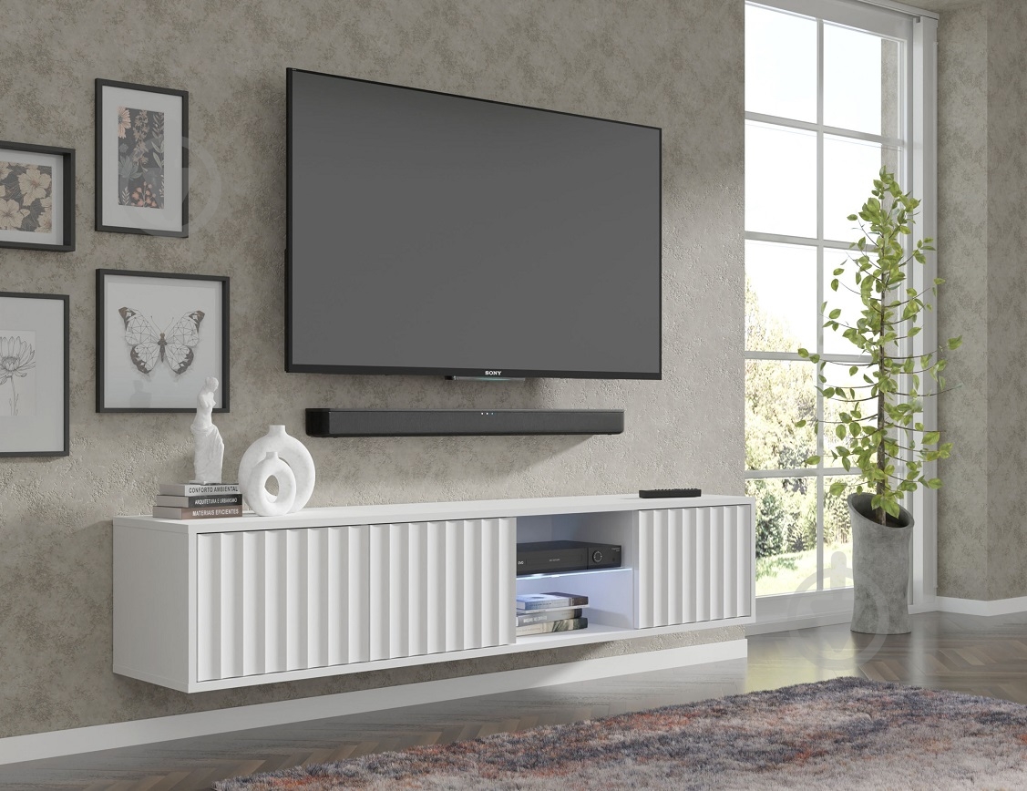 Тумба под ТВ BIM Furniture Vina 3д 1560x310x310 мм белый матовый(VINA_TV_STAND_156_WHITE_MAT) - фото 7 Тумба под ТВ BIM Furniture Vina 3д 1560x310x310 мм белый матовый(VINA_TV_STAND_156_WHITE_MAT) - фото 7