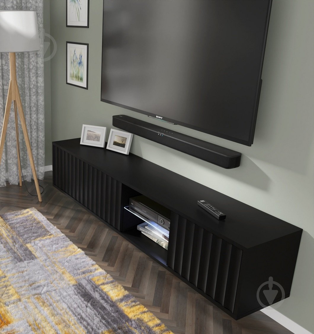 Тумба под ТВ BIM Furniture Vina 3д 1560x310x310 мм черный матовый(VINA_TV_STAND_156_BLACK_MAT) - фото 6 Тумба под ТВ BIM Furniture Vina 3д 1560x310x310 мм черный матовый(VINA_TV_STAND_156_BLACK_MAT) - фото 6