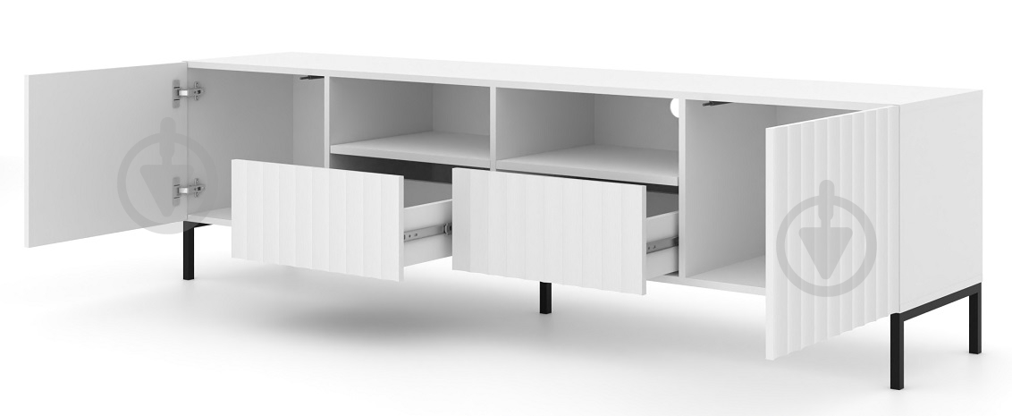 Тумба под ТВ BIM Furniture Wave 2д2ш 2000x560x420 мм черный/белый матовый (WAVE_TV_STAND_200_2D2S_WHITE_M) - фото 2 Тумба под ТВ BIM Furniture Wave 2д2ш 2000x560x420 мм черный/белый матовый (WAVE_TV_STAND_200_2D2S_WHITE_M) - фото 2