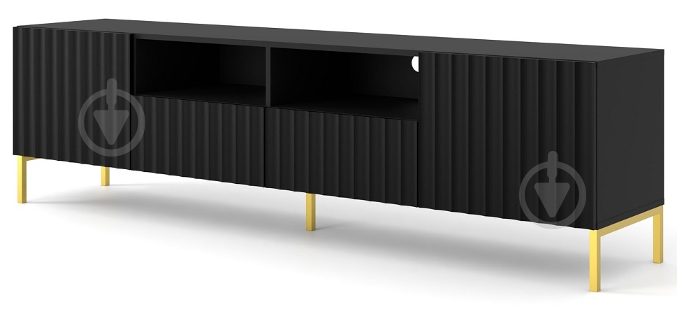 Тумба під ТВ BIM Furniture Wave 2д2ш 2000x560x420 мм чорний матовий/золотий(WAVE_TV_STAND_200_2D2S_BLACK_M) - фото 1 Тумба під ТВ BIM Furniture Wave 2д2ш 2000x560x420 мм чорний матовий/золотий(WAVE_TV_STAND_200_2D2S_BLACK_M) - фото 1