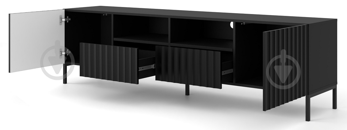 Тумба під ТВ BIM Furniture Wave 2д2ш 2000x560x420 мм чорний матовий/чорний(WAVE_TV_STAND_200_2D2S_BLACK_M) - фото 2 Тумба під ТВ BIM Furniture Wave 2д2ш 2000x560x420 мм чорний матовий/чорний(WAVE_TV_STAND_200_2D2S_BLACK_M) - фото 2