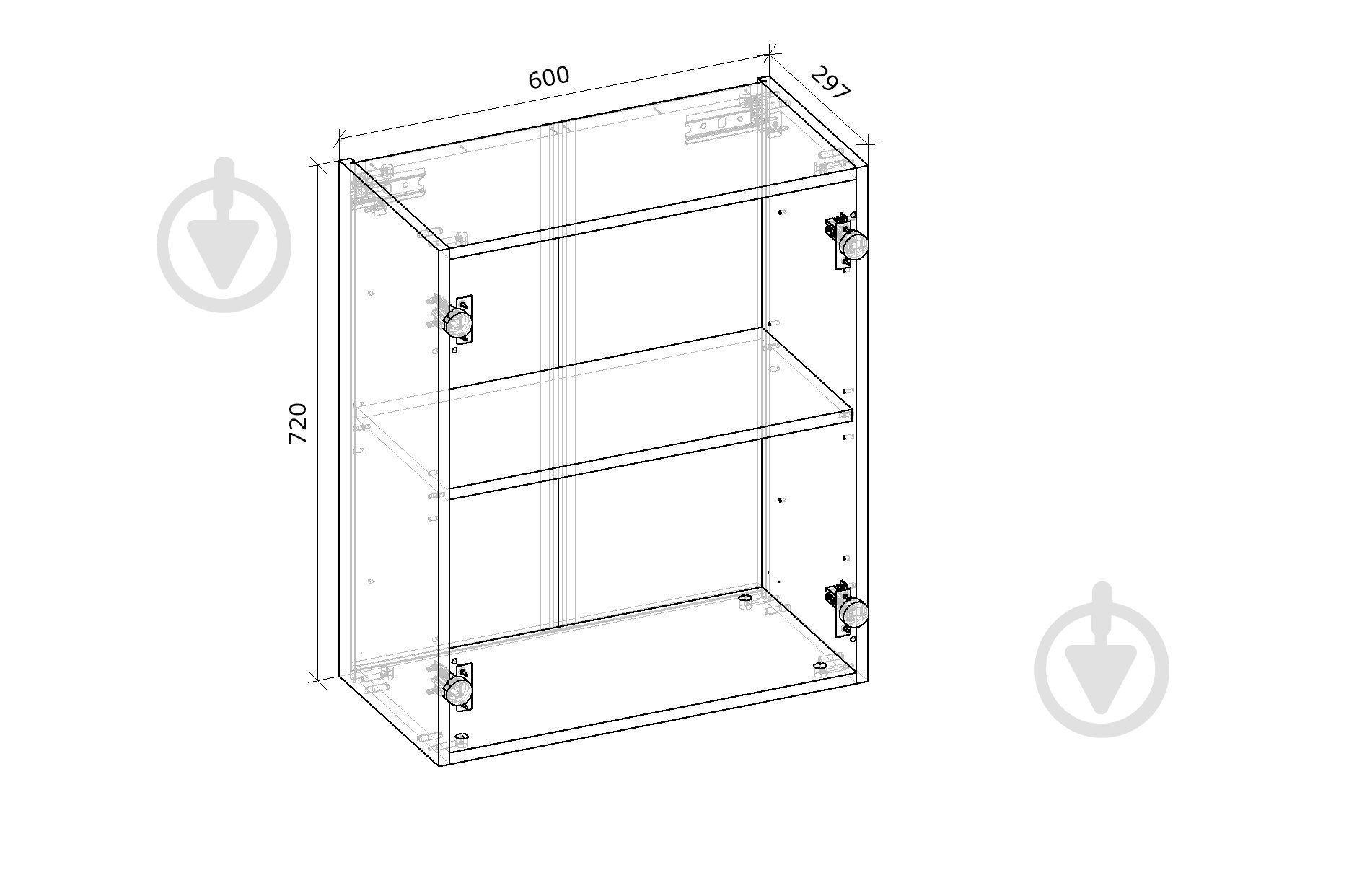 Шкаф верхний Грейд Оптимум 600x720x297 мм фунго - фото 2