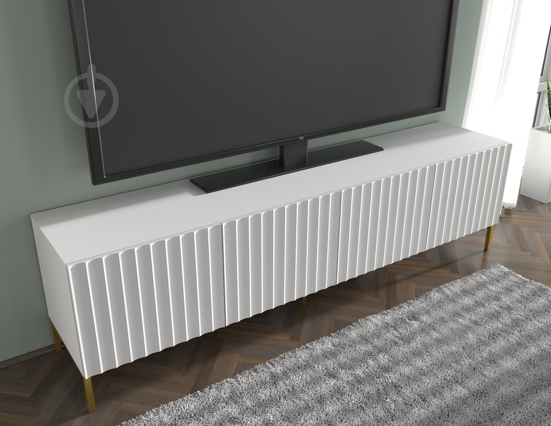 Тумба під ТВ BIM Furniture Wave 4д 2000x560x420 мм золотий/білий матовий (WAVE_TV_STAND_200_4D_WHITE_MAT) - фото 4 Тумба під ТВ BIM Furniture Wave 4д 2000x560x420 мм золотий/білий матовий (WAVE_TV_STAND_200_4D_WHITE_MAT) - фото 4