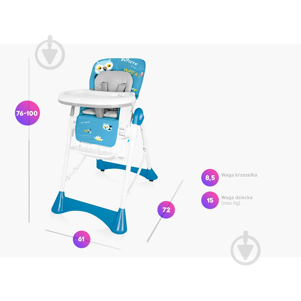 Стульчик для кормления Baby Design Pepe New 05 Turquoise 292095 - фото 2