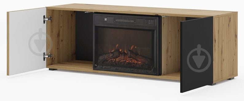 Тумба під ТВ BIM Furniture Auris 1488x502x420 мм чорний матовий/дуб артізан(AURIS_RTV_150_FIREPLACE_DA_CM) - фото 2 Тумба під ТВ BIM Furniture Auris 1488x502x420 мм чорний матовий/дуб артізан(AURIS_RTV_150_FIREPLACE_DA_CM) - фото 2