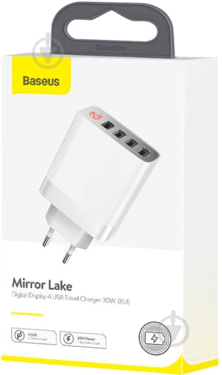Зарядний пристрій BASEUS 30W Display 4U (CCJMHB-B02) білий - фото 6 Зарядний пристрій BASEUS 30W Display 4U (CCJMHB-B02) білий - фото 6