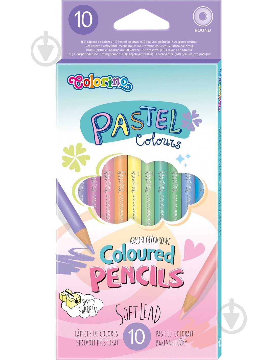 Карандаши цветные круглые 10 цветов Pastel 80813PTR Colorino - фото 1