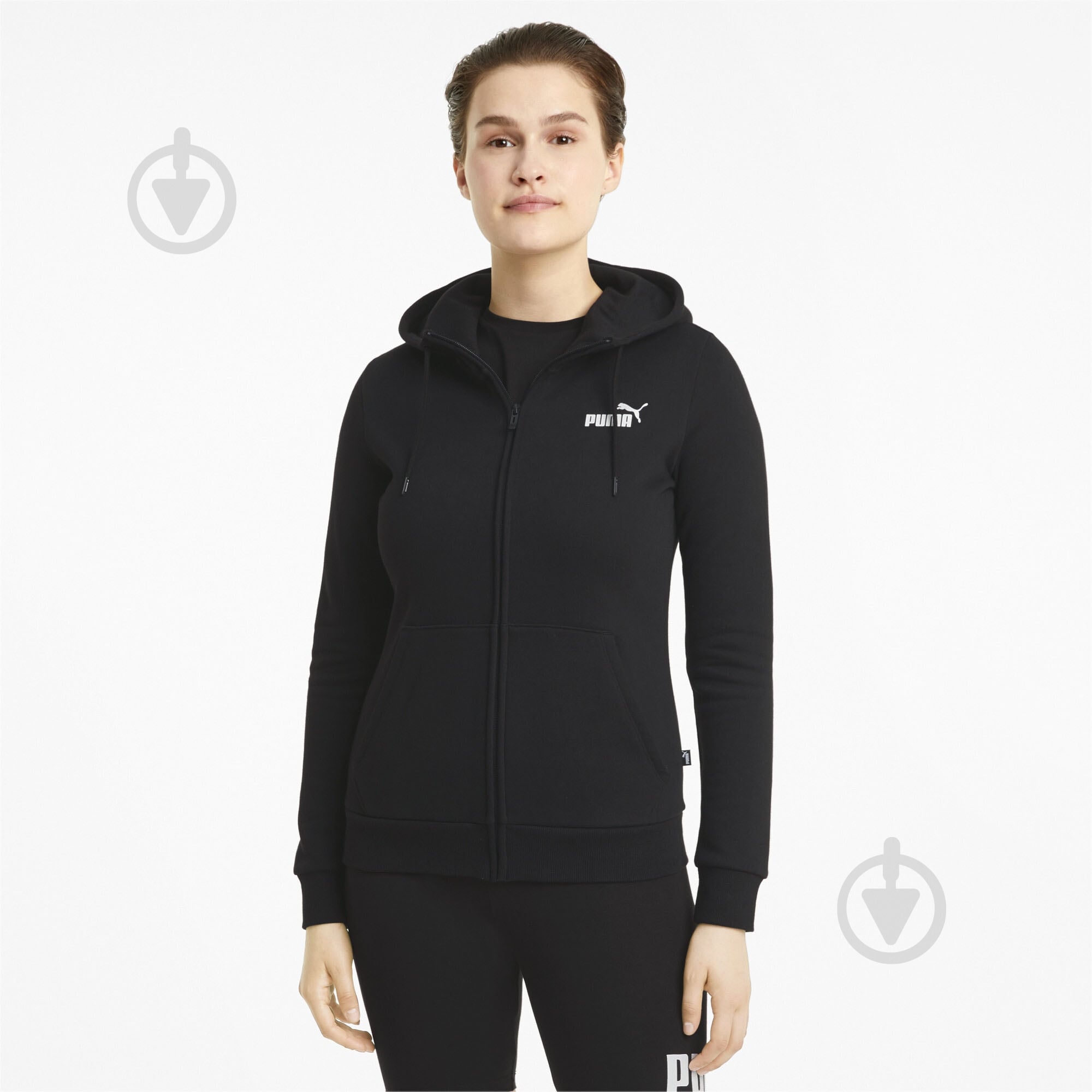 Джемпер Puma ESS SMALL LOGO FULL-ZIP HOODIE FL 58681101 р.XS черный - фото 3