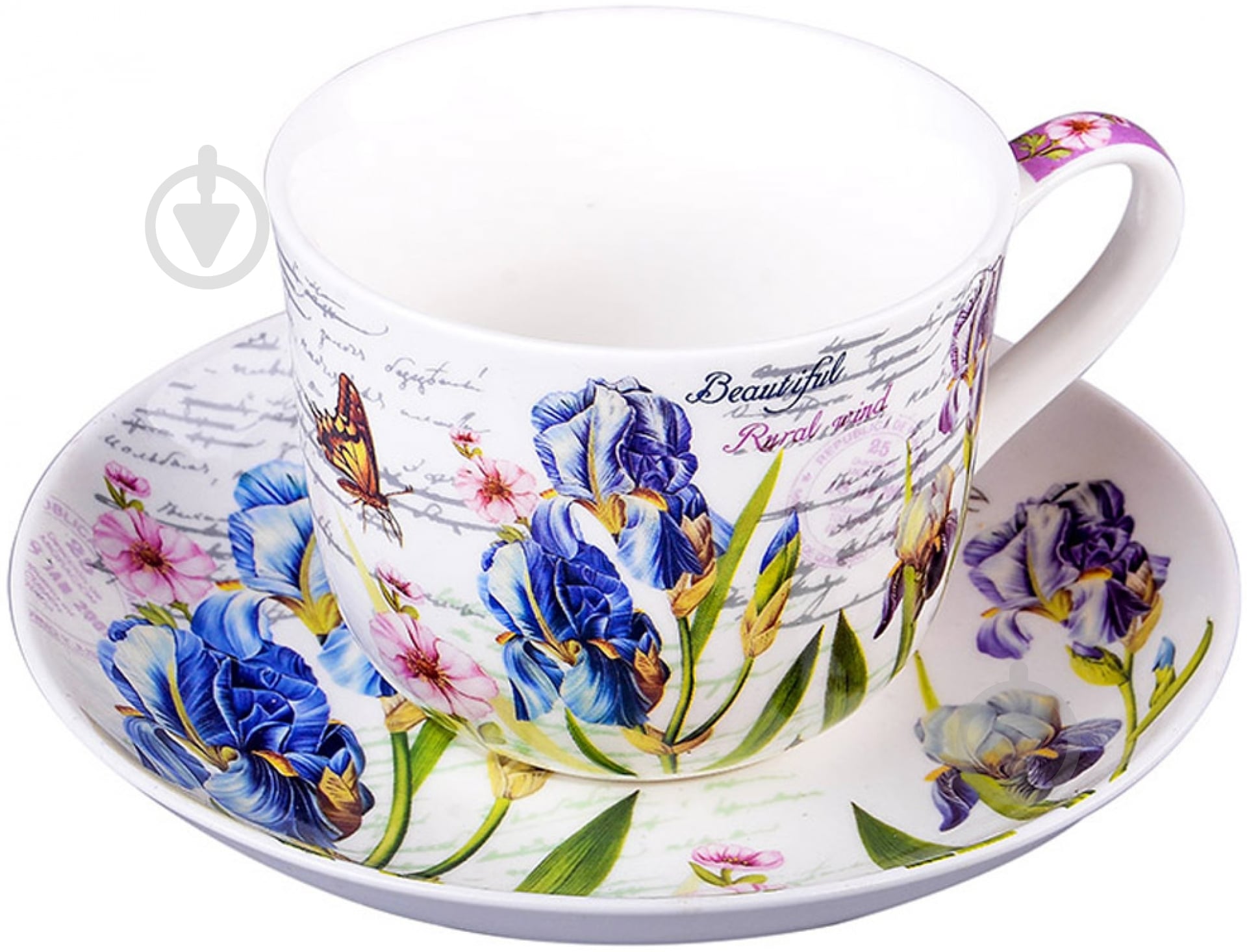 Чашка с блюдцем Цветы 450 мл 923-002 - фото 1