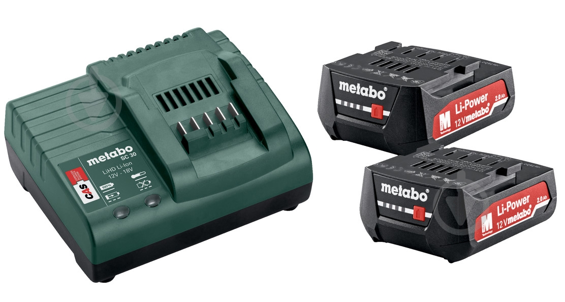 Зарядное устройство + аккумулятор Metabo BASIC SET 12V 2X2.0 AH 685300000 - фото 1 Зарядное устройство + аккумулятор Metabo BASIC SET 12V 2X2.0 AH 685300000 - фото 1
