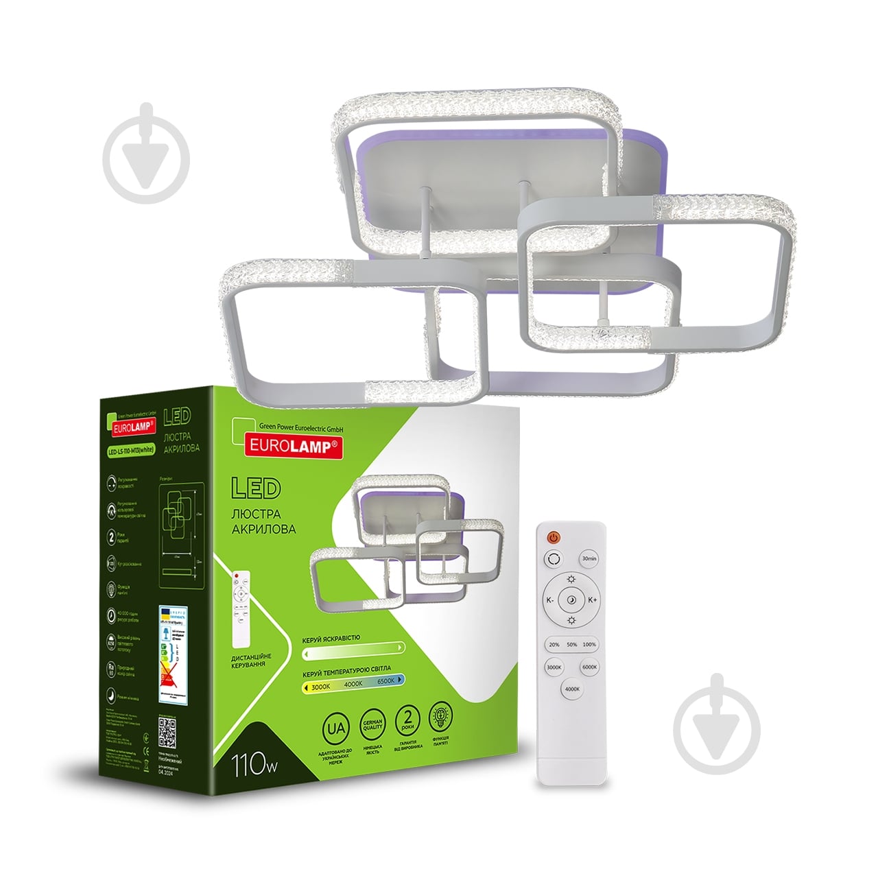 Люстра стельова Eurolamp 110 Вт LED-модуль білий LED-LS-110-M13(white) - фото 1 Люстра стельова Eurolamp 110 Вт LED-модуль білий LED-LS-110-M13(white) - фото 1