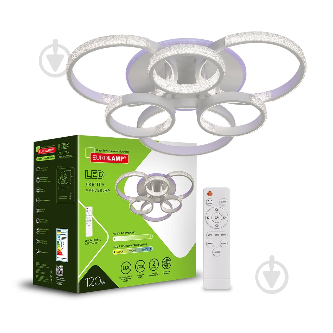 Люстра стельова Eurolamp 120 Вт LED-модуль білий LED-LR-120-M18(white) - фото 1 Люстра стельова Eurolamp 120 Вт LED-модуль білий LED-LR-120-M18(white) - фото 1