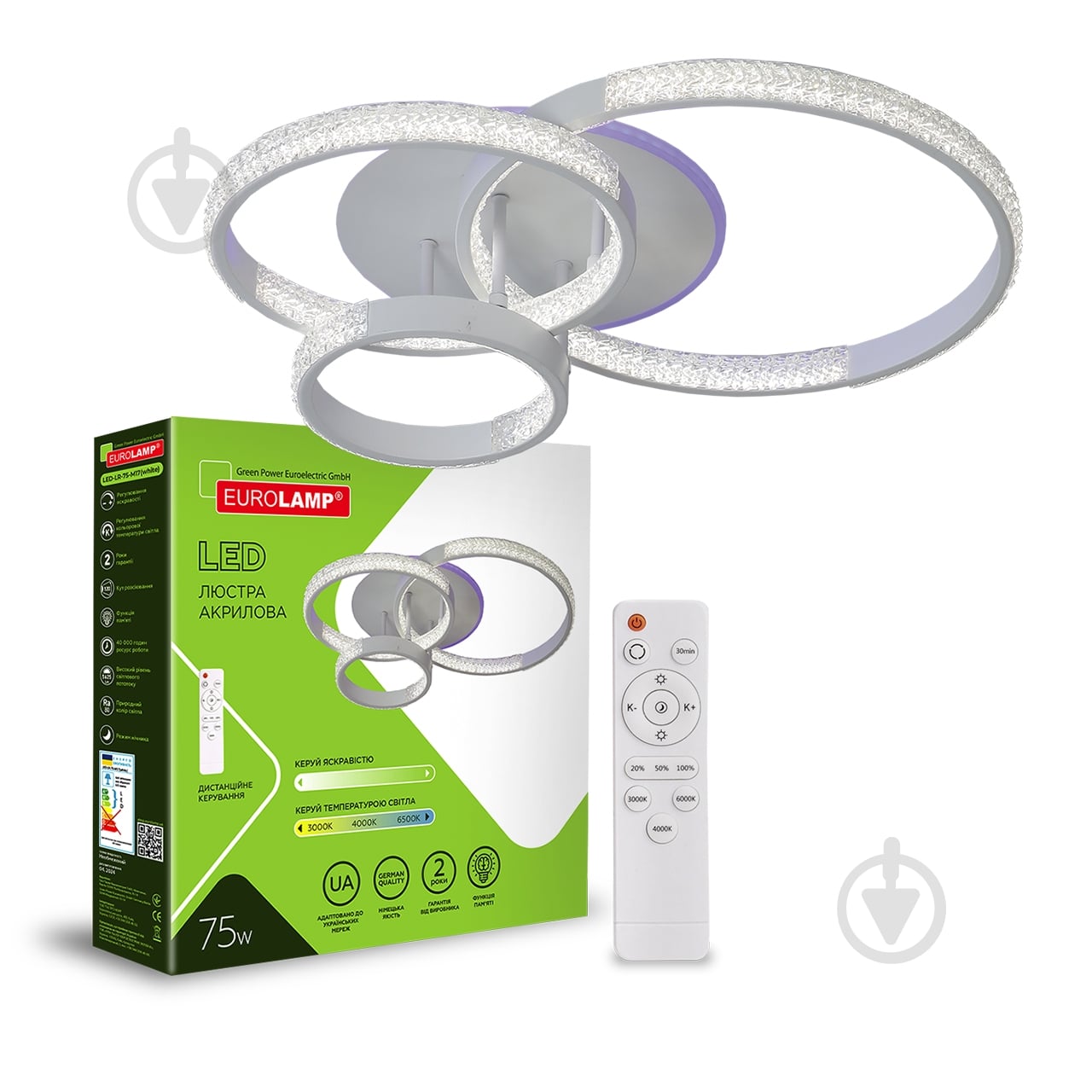 Люстра стельова Eurolamp 75 Вт LED-модуль білий LED-LR-75-M17(white) - фото 1