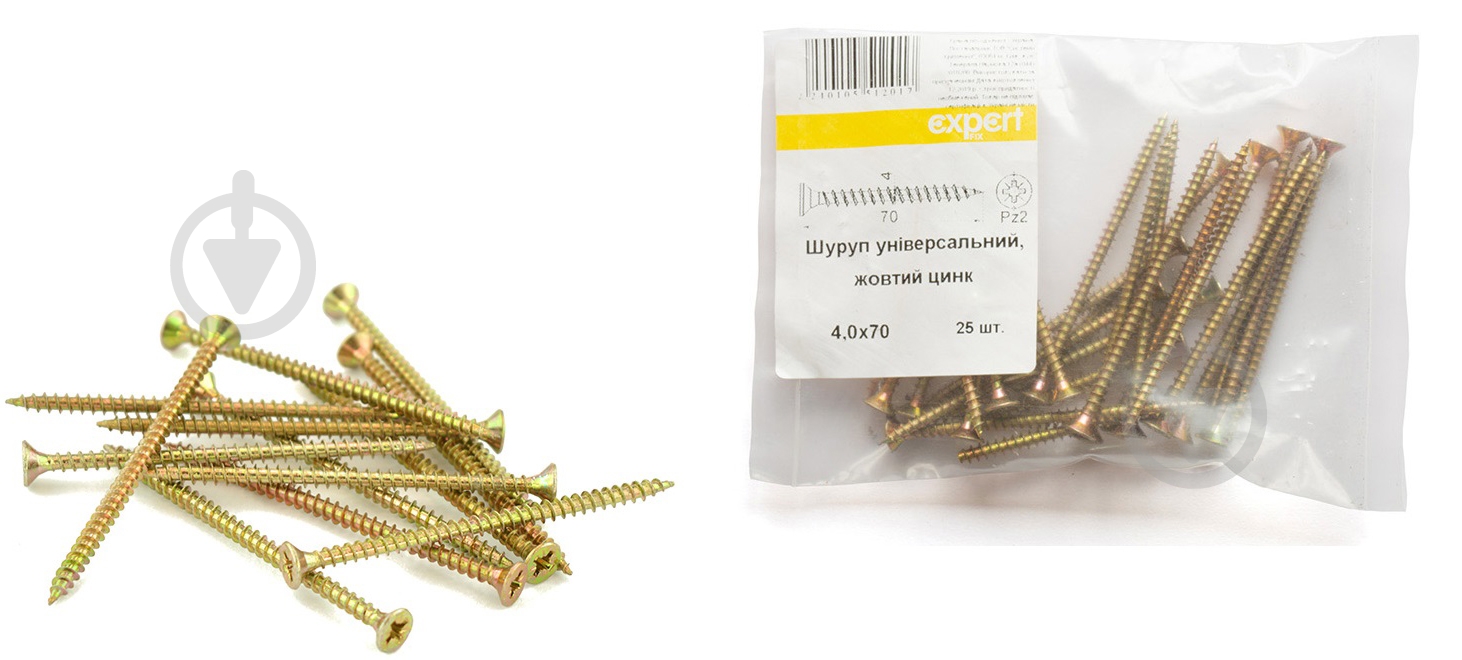 ᐉ Шуруп универсальный потайная головка Expert Fix ЦЖ 4x70 мм 25