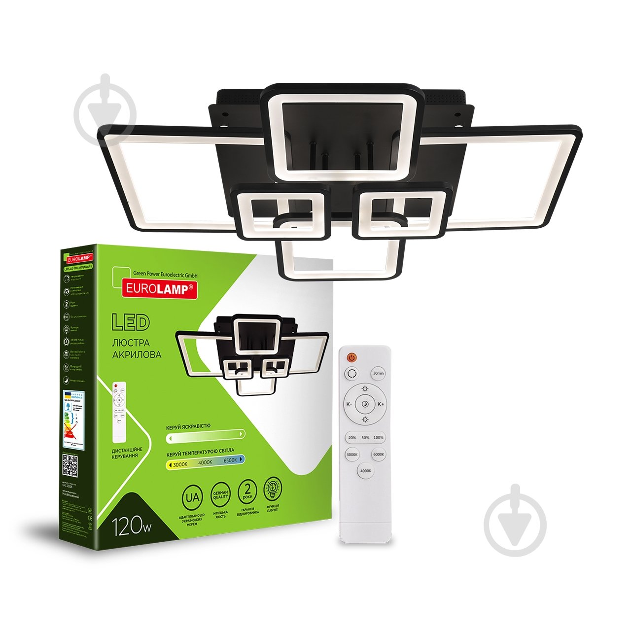 Люстра стельова Eurolamp 120 Вт LED-модуль чорний LED-LS-120-M21(black) - фото 1