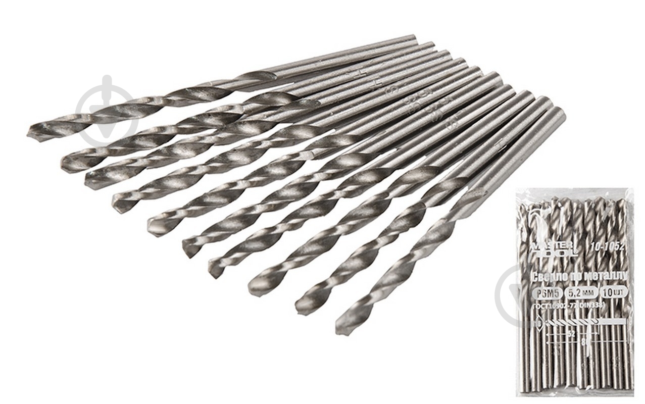 Сверло по металлу MasterTool HSS 5,2x86 мм White 1 шт. 10-1052 - фото 1