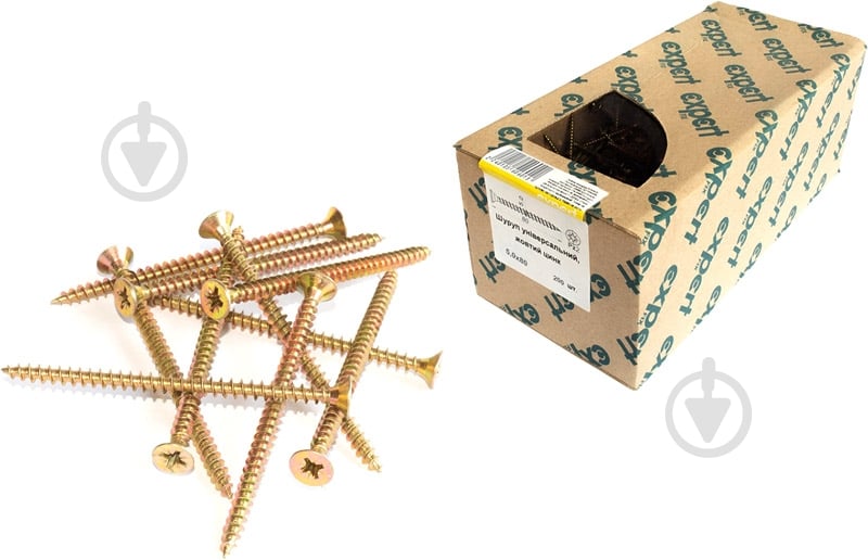 Шуруп универсальный потайная головка ЦЖ 5x80 мм 200 шт EXPERT FIX - фото 1 Шуруп универсальный потайная головка ЦЖ 5x80 мм 200 шт EXPERT FIX - фото 1