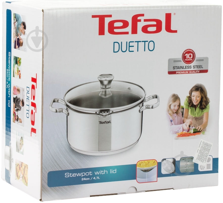 Кастрюля Tefal Duetto 4,7 л A70546 - фото 3 Кастрюля Tefal Duetto 4,7 л A70546 - фото 3