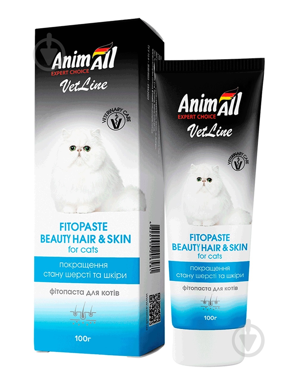 Фитопаста Animall Vetline улучшение состояния шерсти и кожи для котов 100 г - фото 1