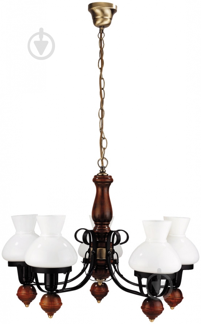 ВІТРИНА! Люстра підвісна Rabalux Petronel 5xE27 чорний/дерево темне 7079 - фото 1