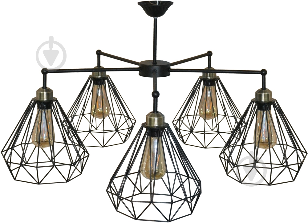 ВІТРИНА! Люстра стельова Геотон НСБ 02-5х60-983 ЛС 1027/5 5xE27 чорний 48006 - фото 1