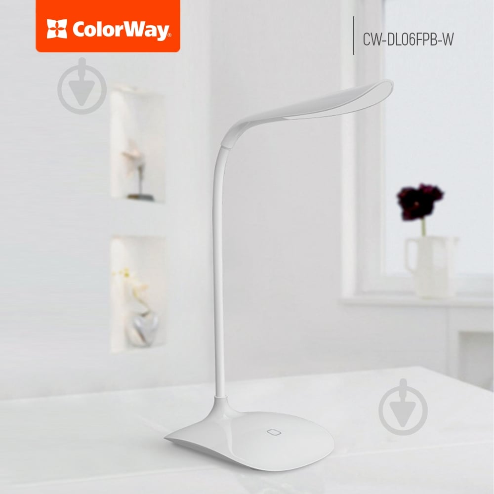 Настільна лампа ColorWay Portable & Flexible з вбудованим акумулятором 1x1,5 Вт білий CW-DL06FPB-W - фото 7 Настільна лампа ColorWay Portable & Flexible з вбудованим акумулятором 1x1,5 Вт білий CW-DL06FPB-W - фото 7