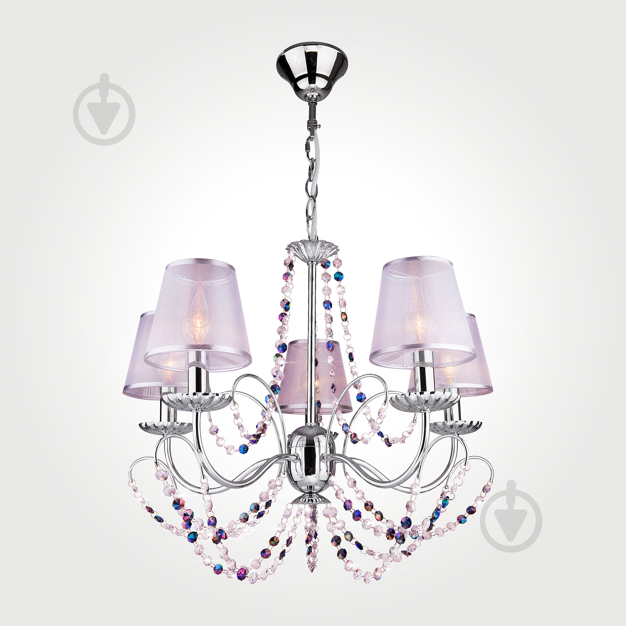 ВИТРИНА! Люстра подвесная Strotskis Gloria 5x40 Вт E14 хром/белый 10069/5 - фото 1