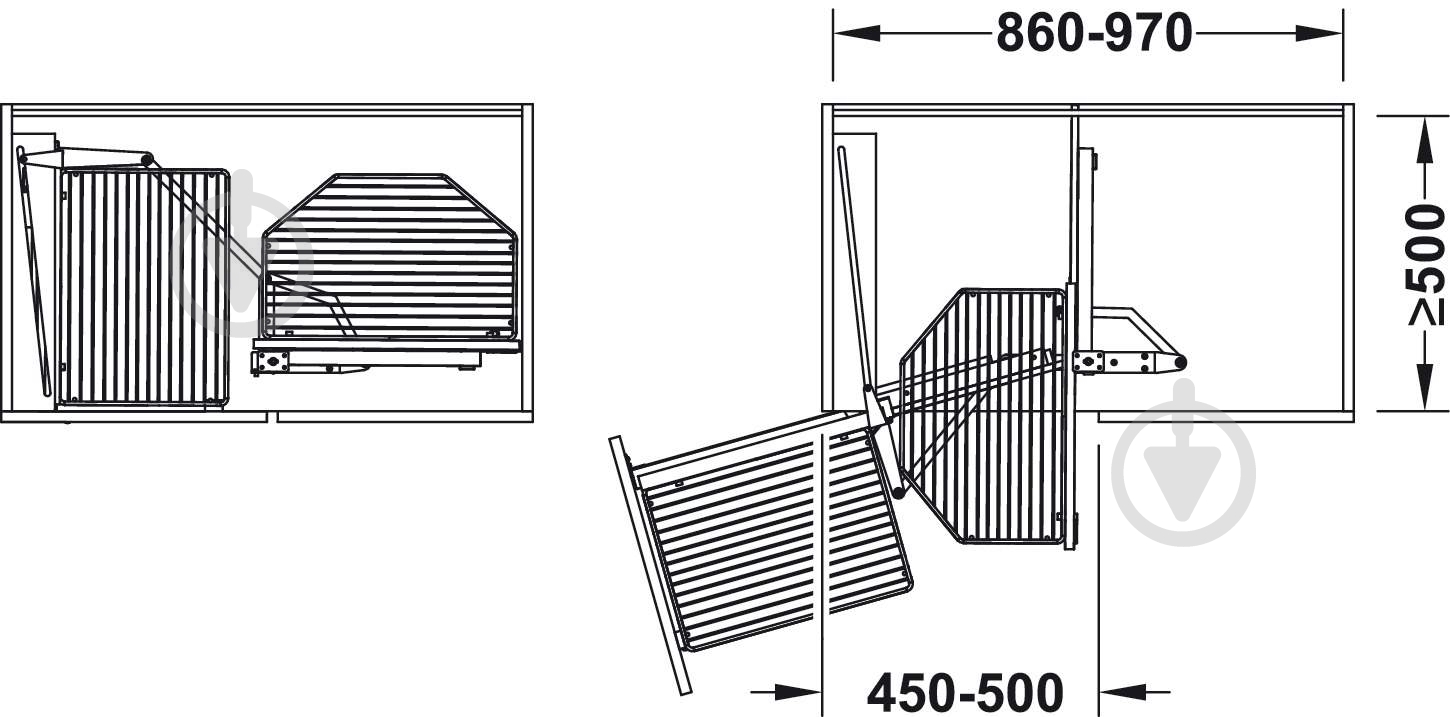 Комплект Hafele поворотно-выдвижной механизм для угловых шкафов левый 542.00.304 антрацит - фото 2