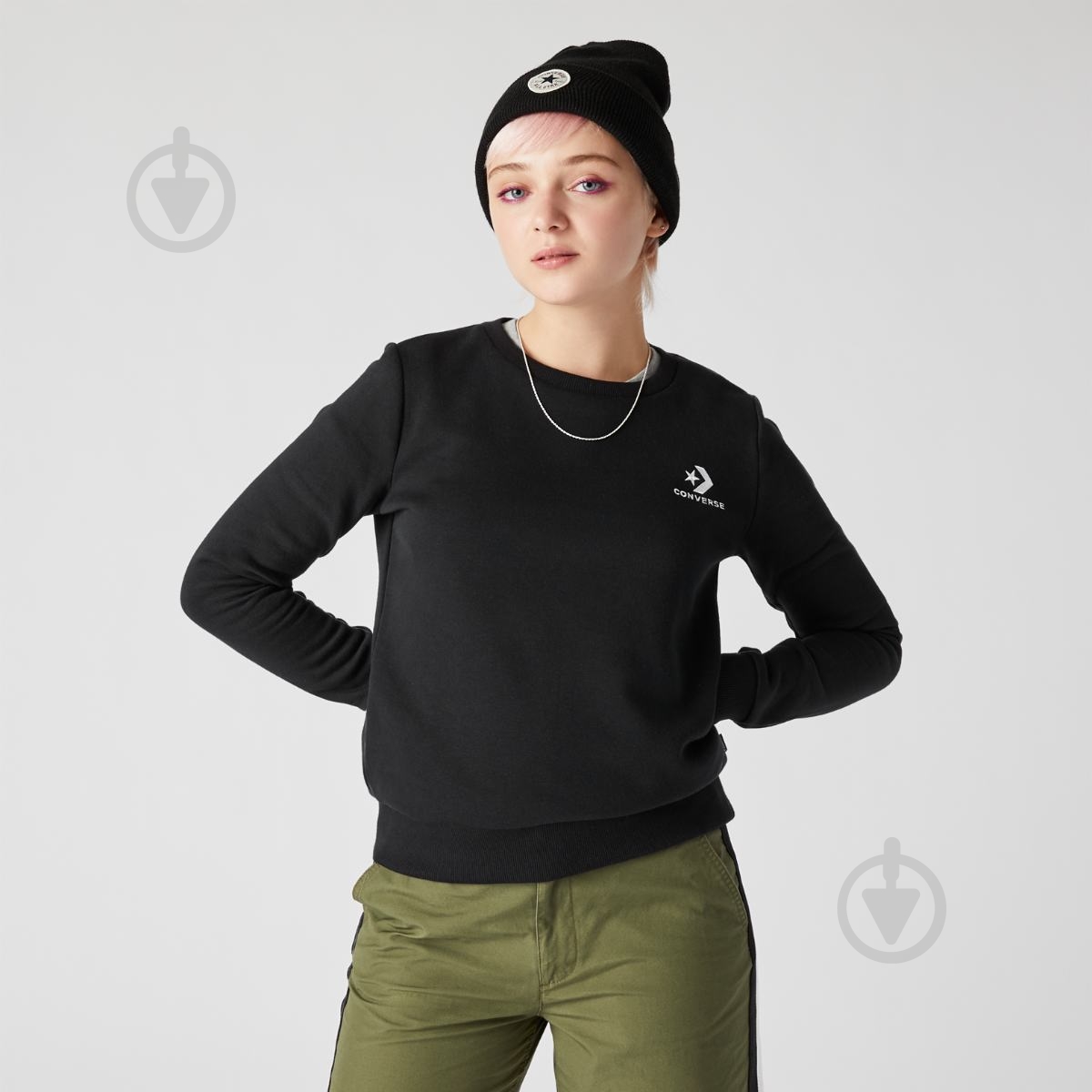 Свитшот Converse STAR_CHEVRON_EMB_CREW_VGH 10008820-001 р. S черный - фото 1