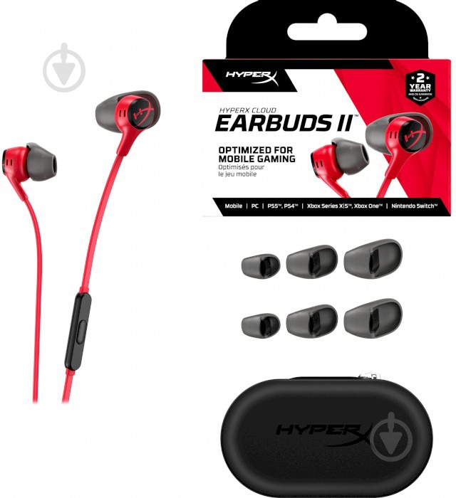 Наушники HyperX Cloud Earbuds II 3.5 мм red (705L8AA) - фото 5 Наушники HyperX Cloud Earbuds II 3.5 мм red (705L8AA) - фото 5