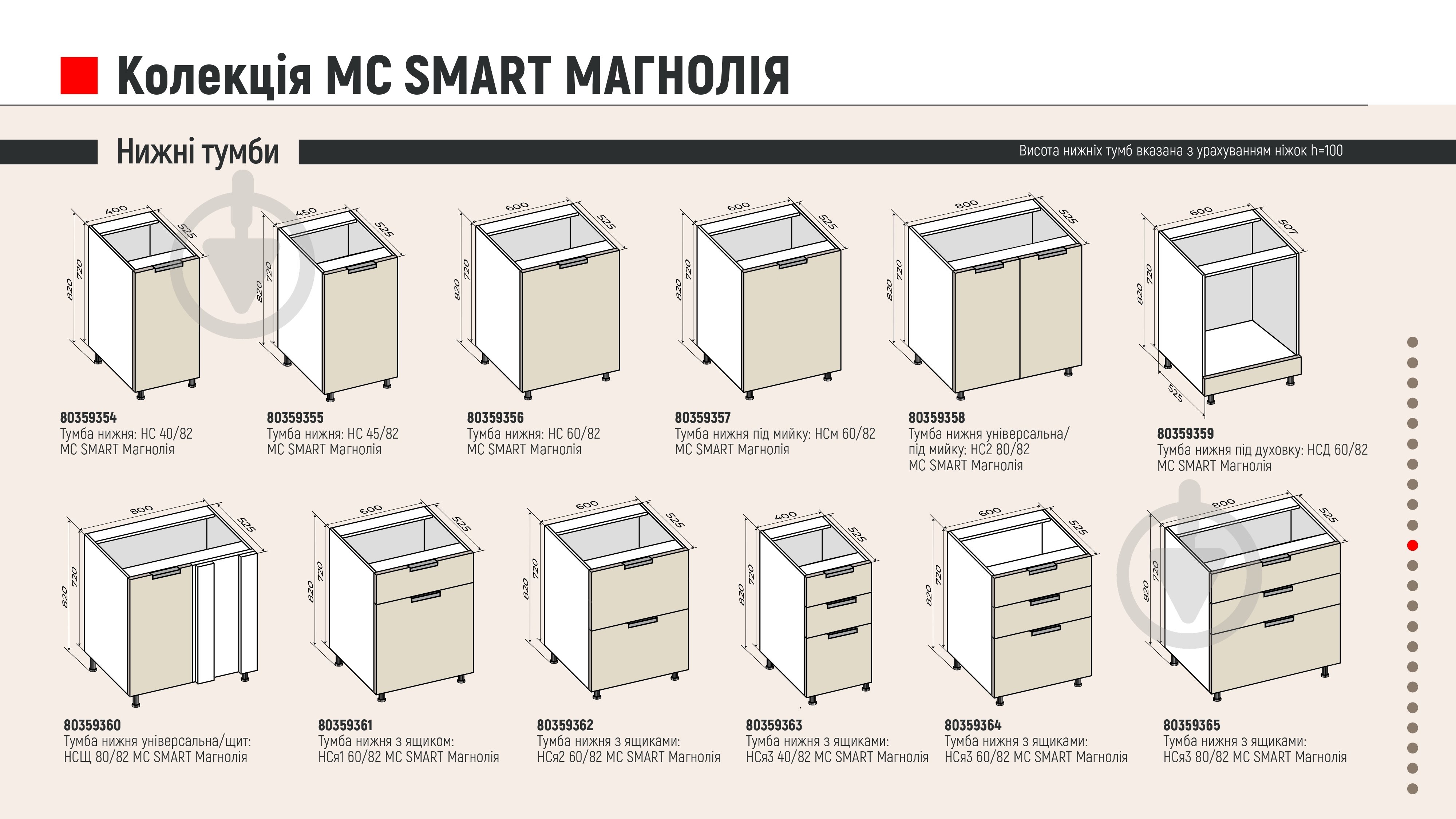 Тумба нижня з однією шухлядою МС Смарт Магнолія 600х820х525 мм магнолія глянець LuxeForm - фото 4