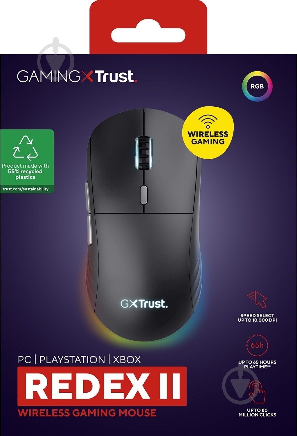 Мышь Trust GXT 926 REDEX II WL/USB-A/USB-C black (25126_TRUST) - фото 8 Мышь Trust GXT 926 REDEX II WL/USB-A/USB-C black (25126_TRUST) - фото 8