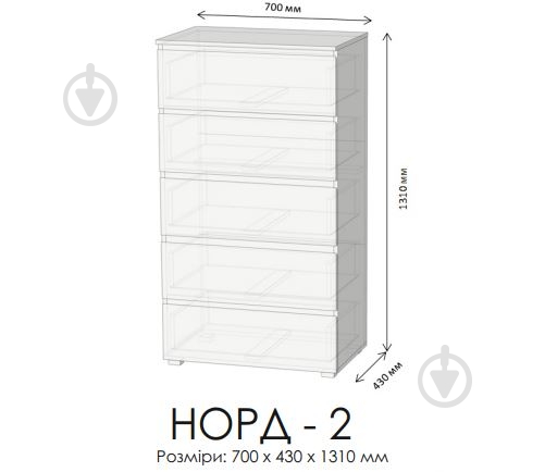 Комод Lion Норд-2 700x1310x430 мм нимфея альба/нимфея альба - фото 4