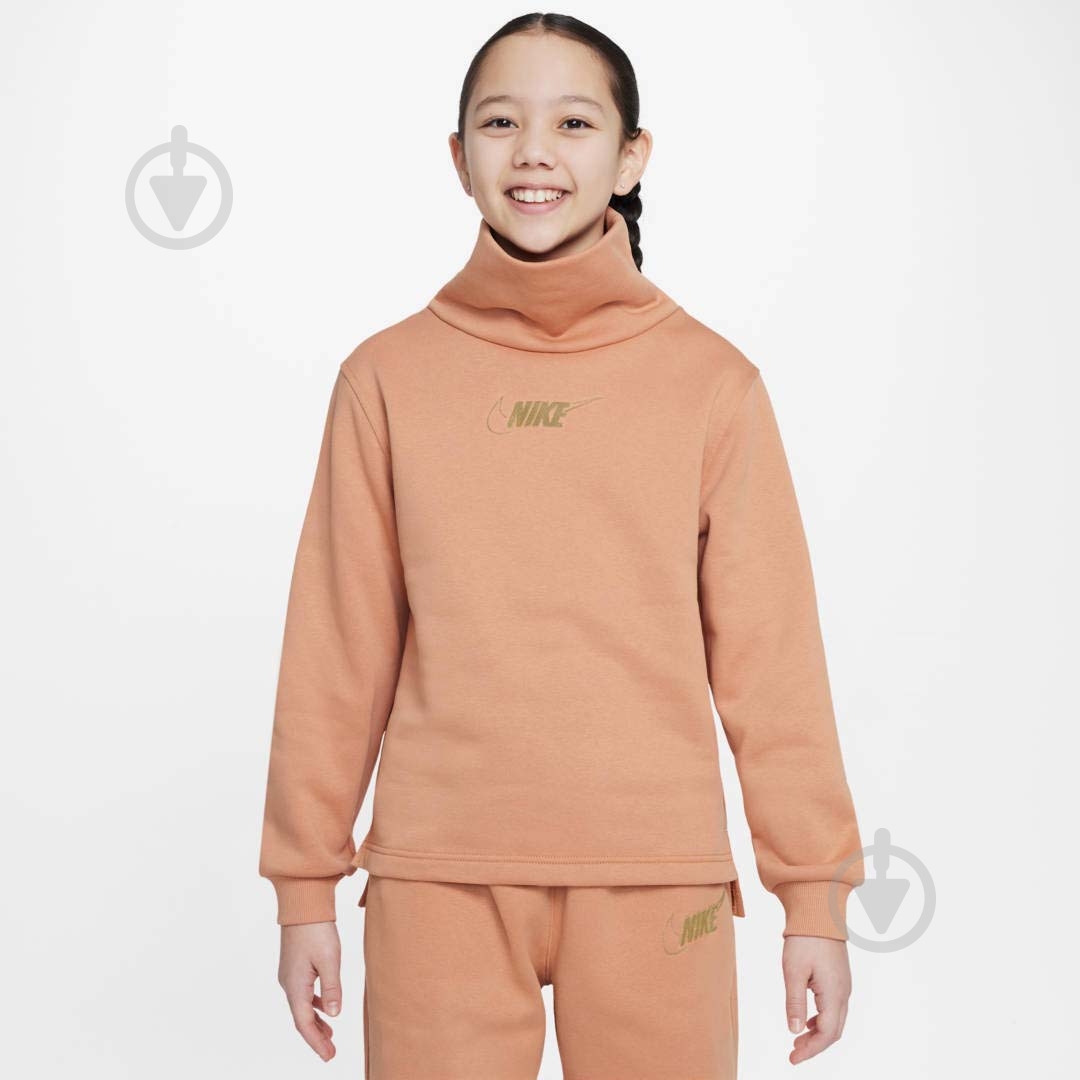 Джемпер Nike G NSW CLUB FLC FNL LS TOP SHNE FJ6160-225 р.M бежевий - фото 1