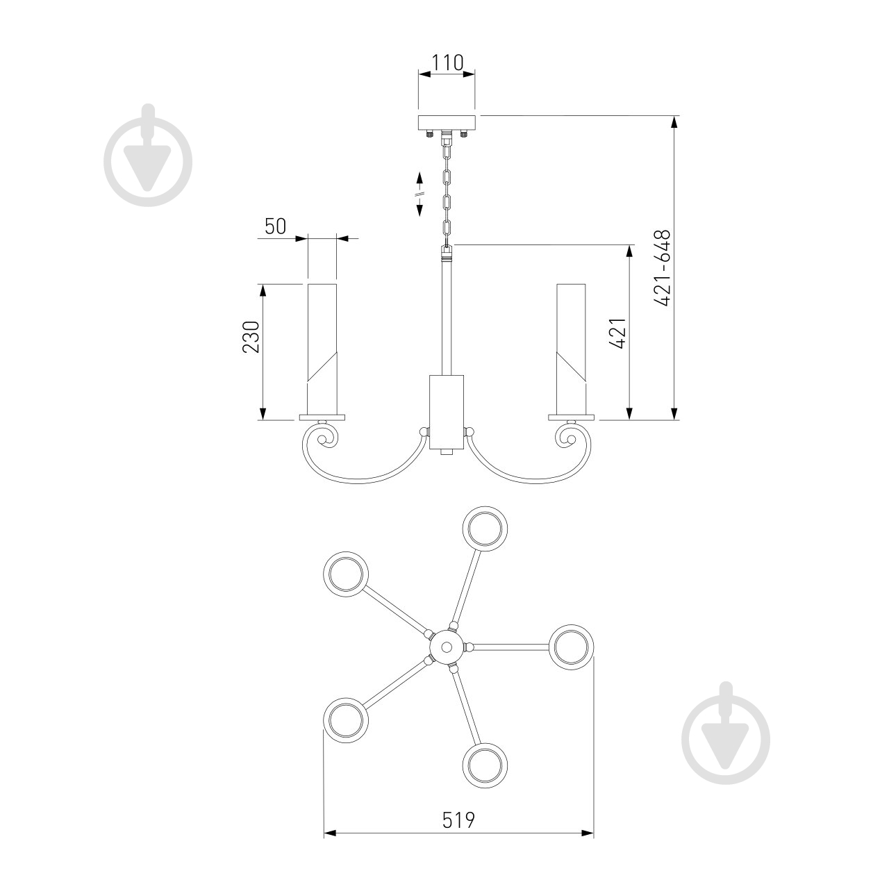ВИТРИНА! Люстра подвесная Strotskis Banci 60117/5 5x60 Вт E14 хром - фото 4
