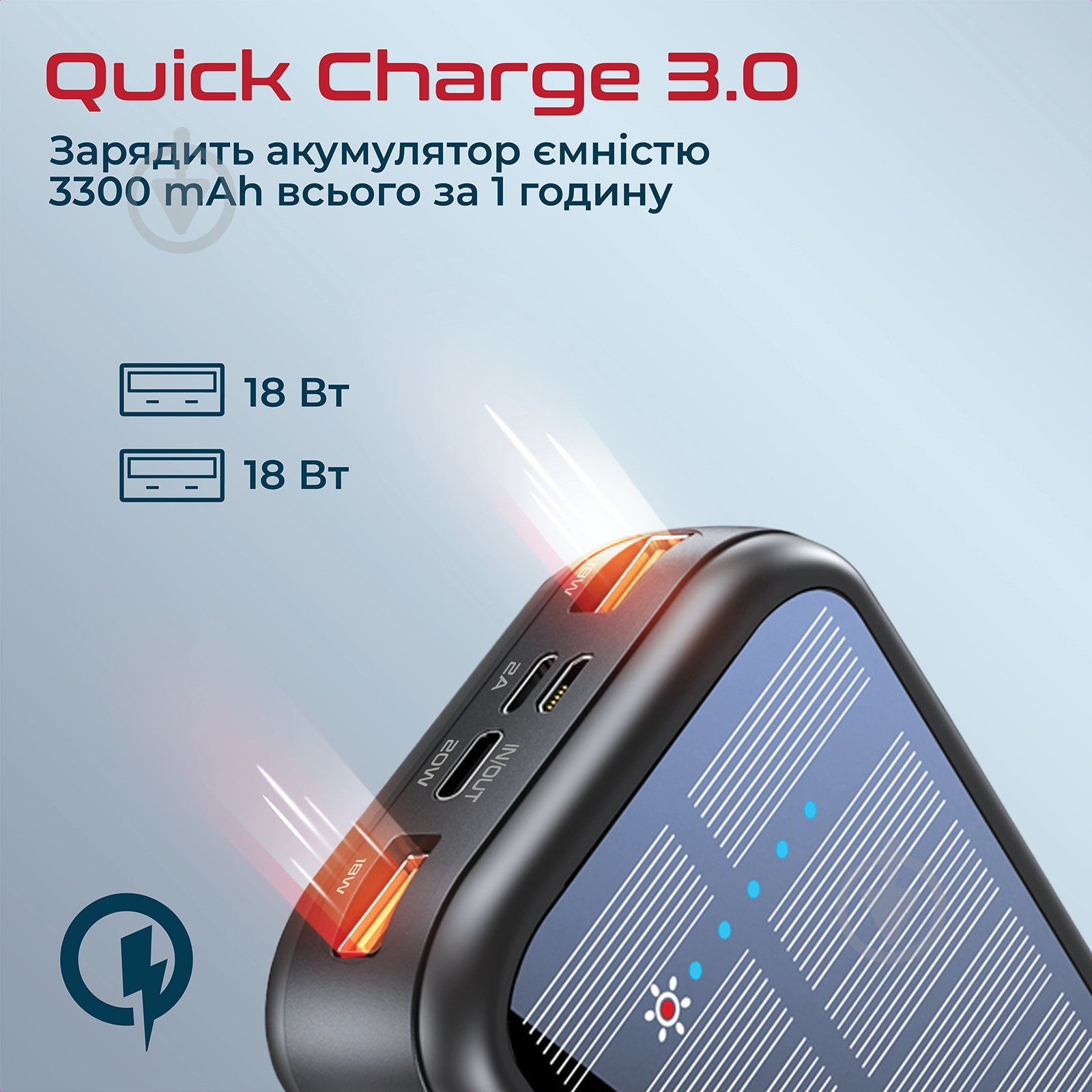 Повербанк із сонячною панеллю Promate 20000 mAh (solartank-20pdci.black) - фото 4