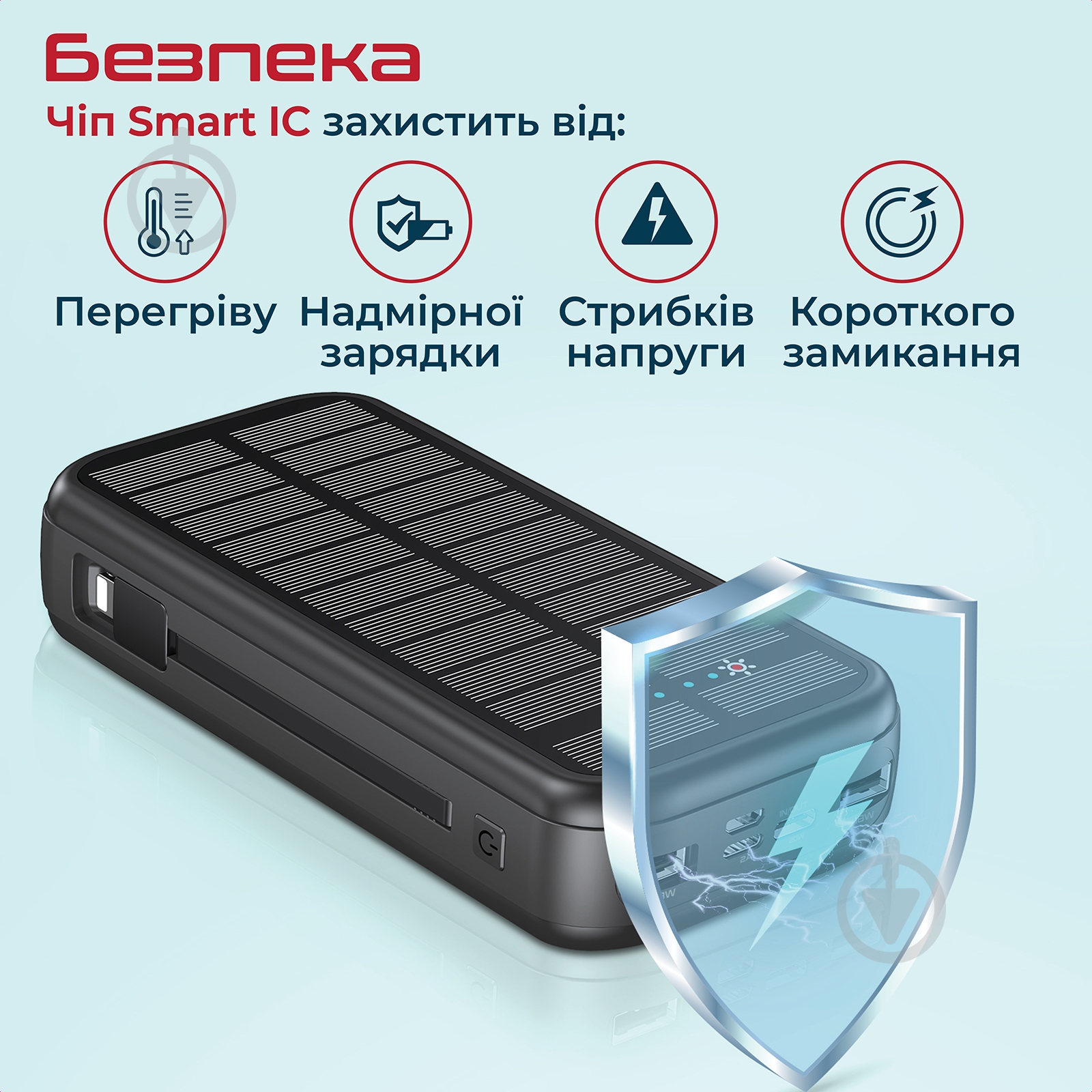 Повербанк із сонячною панеллю Promate 20000 mAh (solartank-20pdci.black) - фото 8