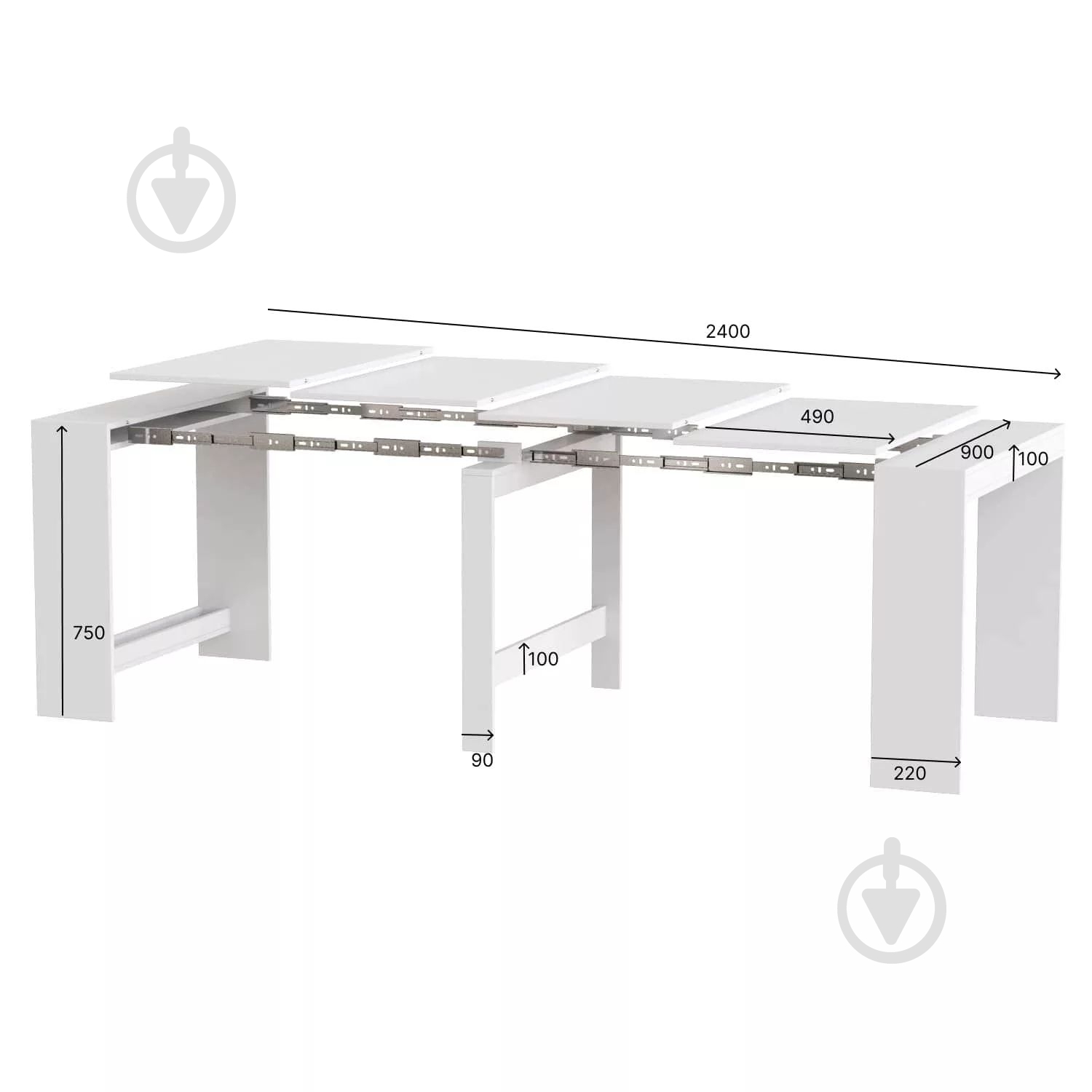 Стол-трансформер ART IN HEAD Снейк 430(2400)x900x750мм дуб сонома/дуб сонома - фото 6