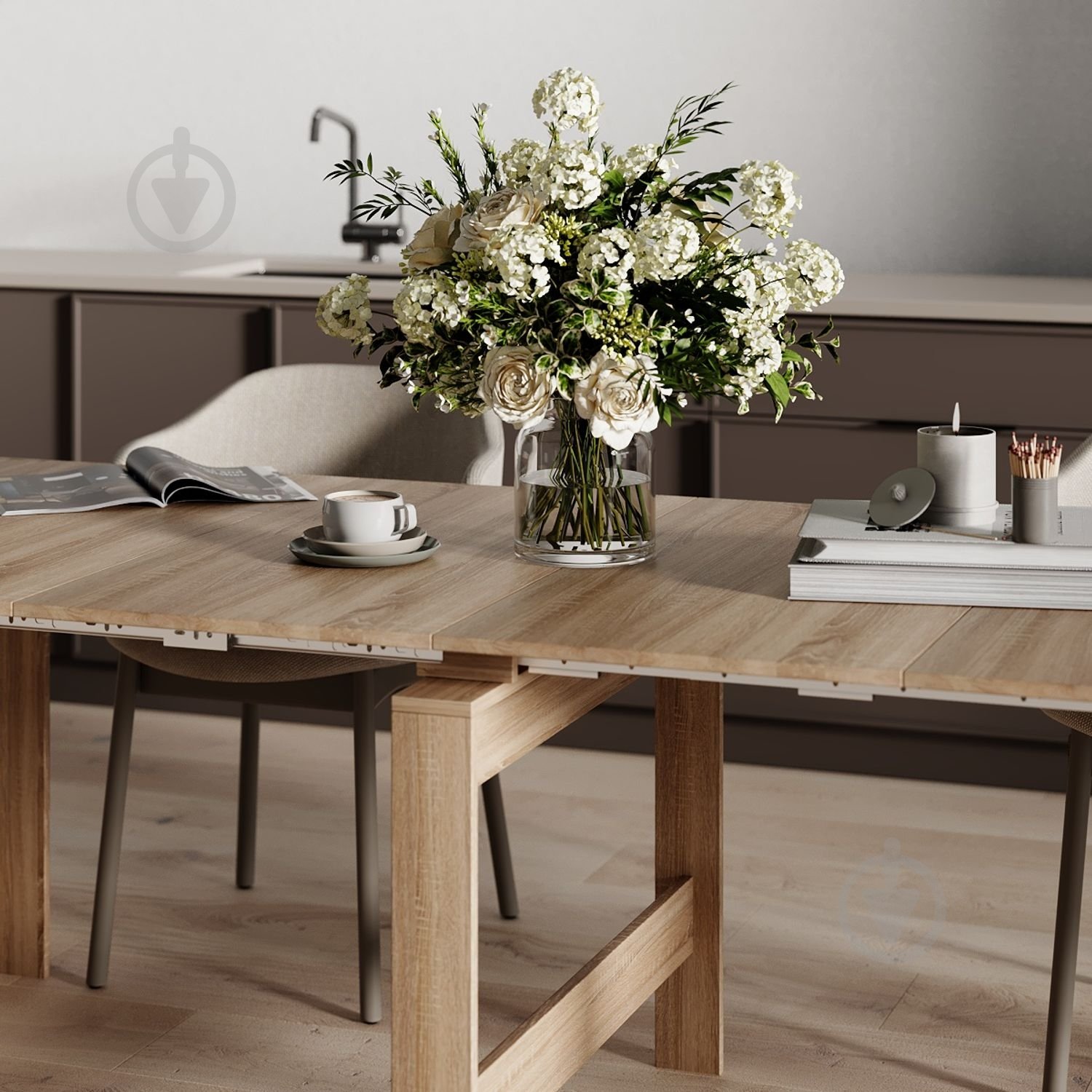 Стол-трансформер ART IN HEAD Снейк 430(2400)x900x750мм дуб сонома/дуб сонома - фото 4