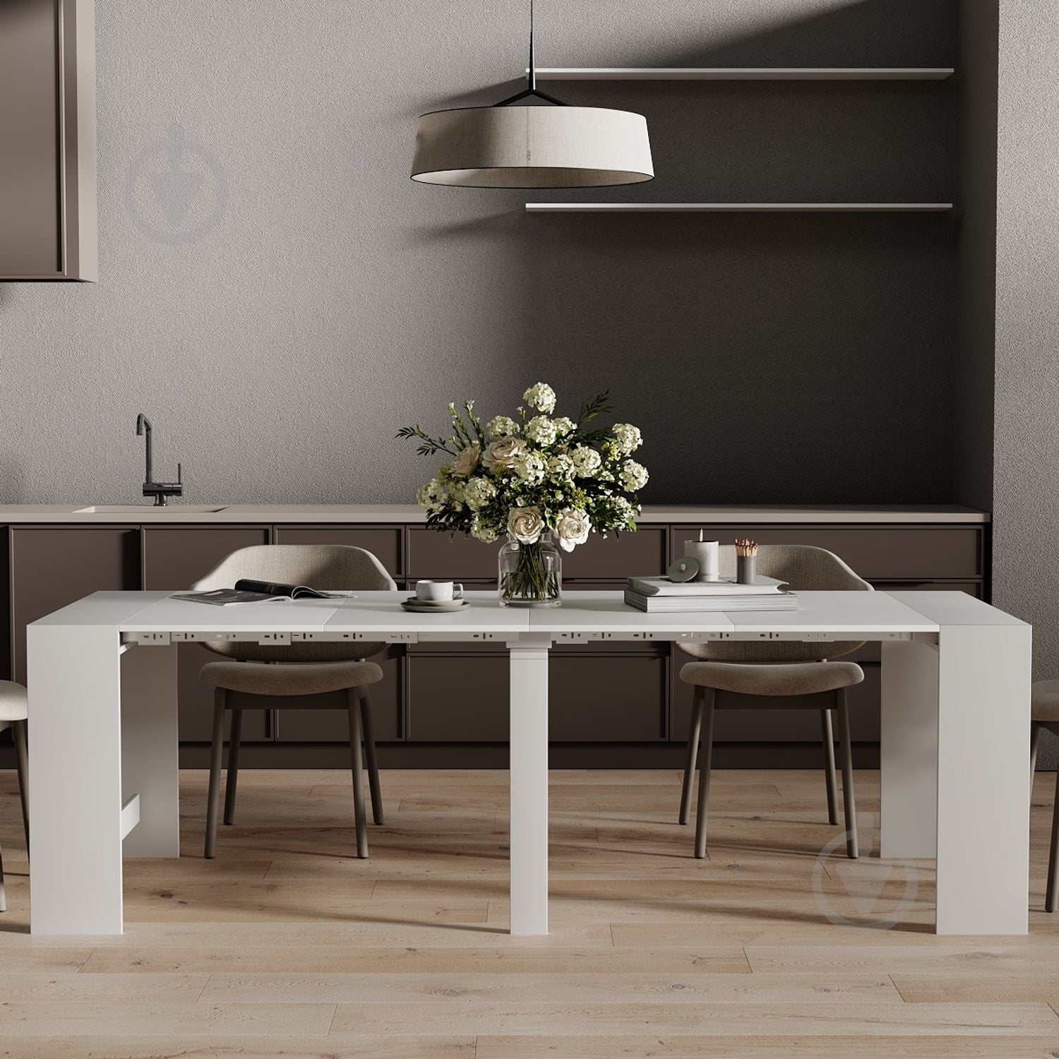 Стол-трансформер ART IN HEAD Снэйк 430(2400)x900x750мм белый/белый - фото 3