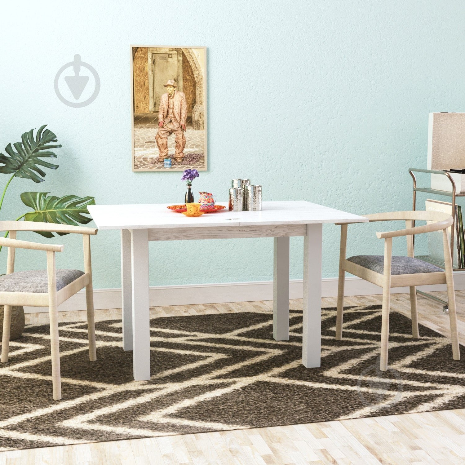 Стол-трансформер ART IN HEAD Фаст 600(1200)x900x750мм артвуд светлый/белый - фото 4