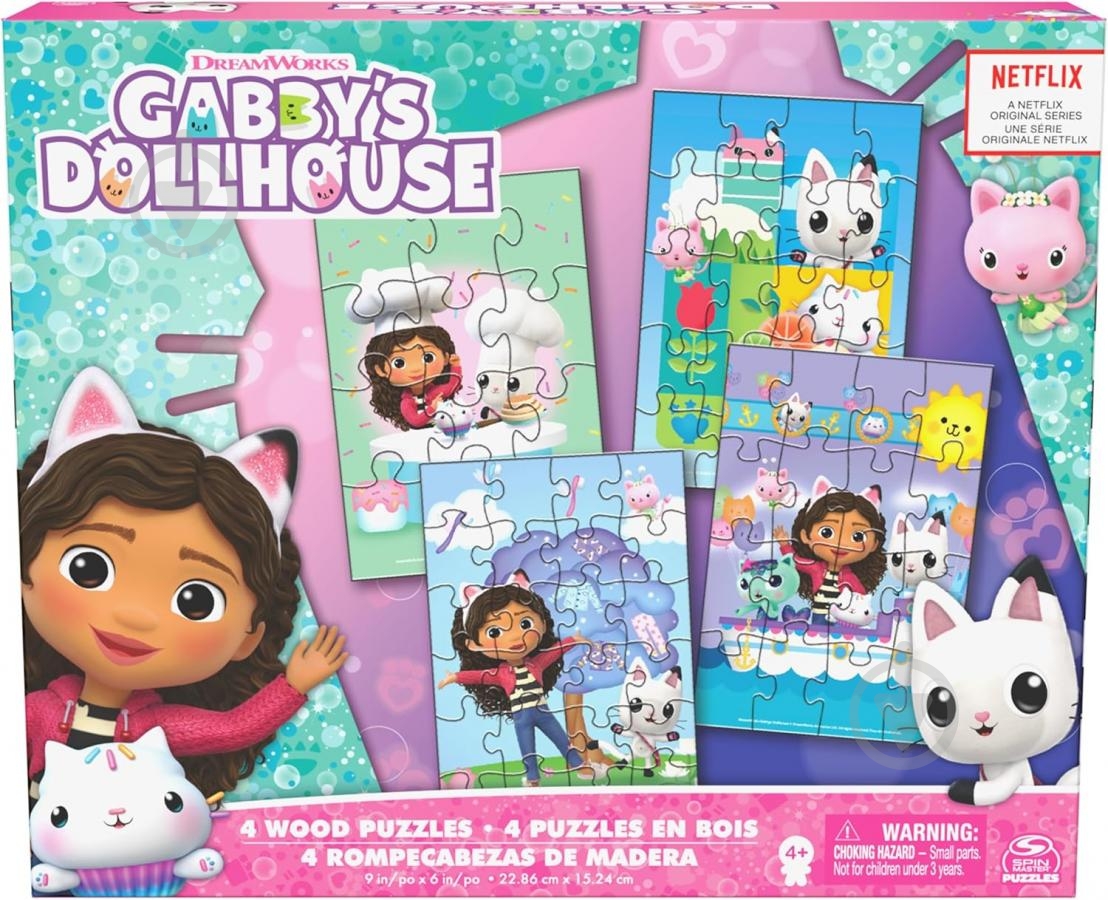 Пазлы деревянные Spin Master 4 в 1 «Кукольный домик Габби» SM49248/6067990 - фото 2 Пазлы деревянные Spin Master 4 в 1 «Кукольный домик Габби» SM49248/6067990 - фото 2