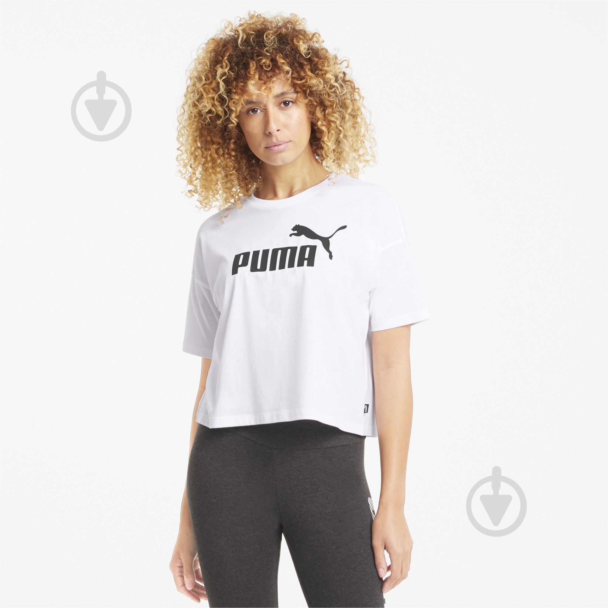 Футболка Puma ESS Cropped Logo Tee 58686602 р.M белый - фото 1