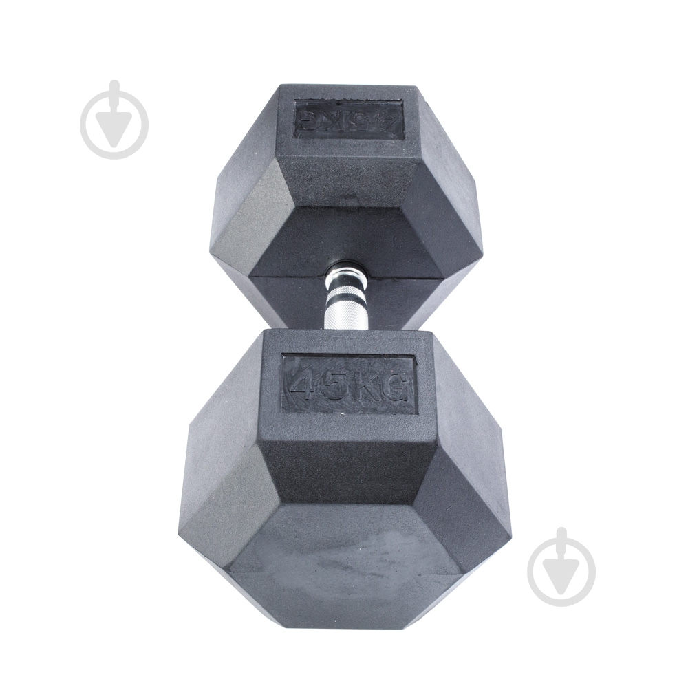 Гантель InterAtletika MD2102-45 гексагональна чорний - фото 2 Гантель InterAtletika MD2102-45 гексагональна чорний - фото 2