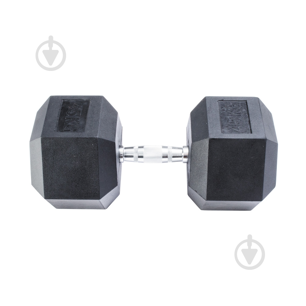 Гантель InterAtletika MD2102-45 гексагональна чорний - фото 1 Гантель InterAtletika MD2102-45 гексагональна чорний - фото 1