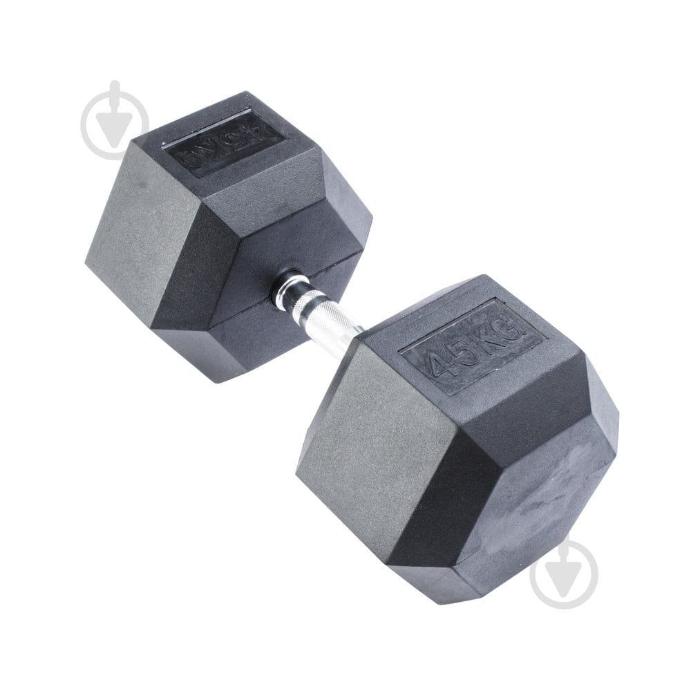 Гантель InterAtletika MD2102-45 гексагональна чорний - фото 3 Гантель InterAtletika MD2102-45 гексагональна чорний - фото 3